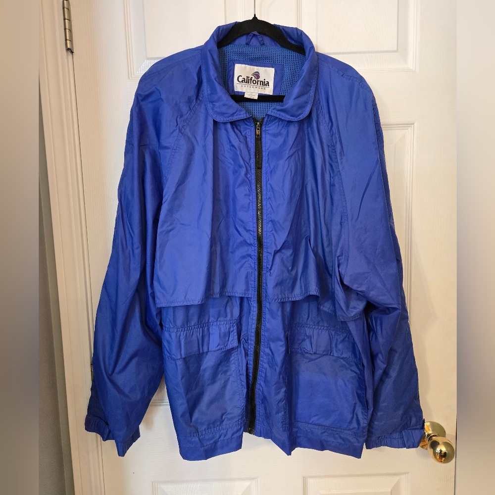 Blue Men's Vintage Windbreaker Jacket